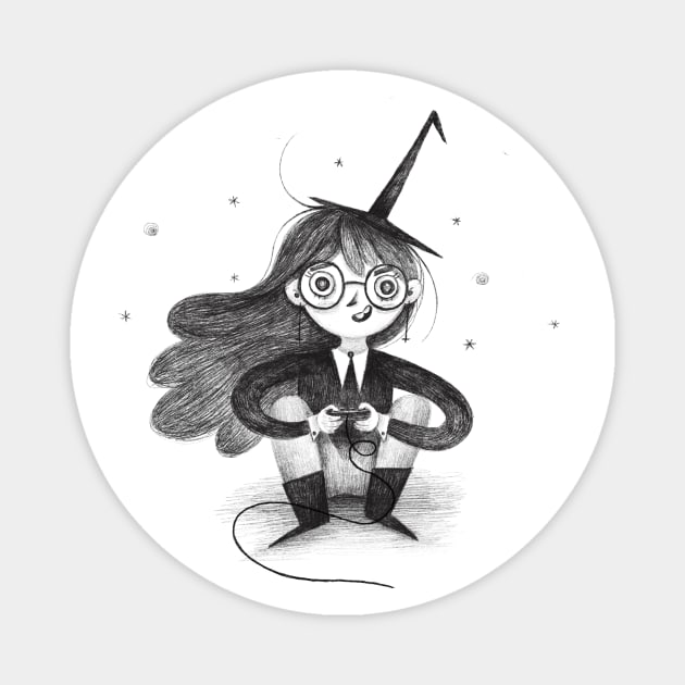 Gamer Witch Magnet by Gummy Illustrations